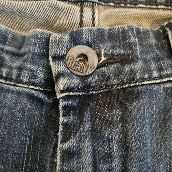 BLANK NYC Size 30 Distressed Blue Biker Jeans with Patchwork, Zip ankles - Picture 4 of 11